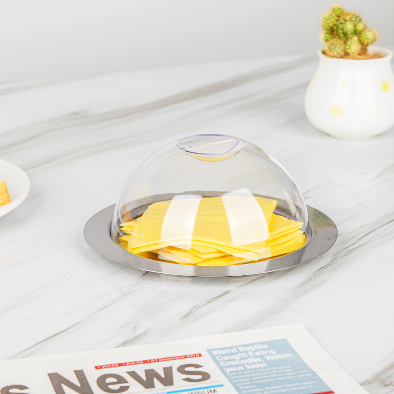 Kutija za maslac od nehrđajućeg čelika s prozirnim poklopcem — moderni minimalistički dizajn