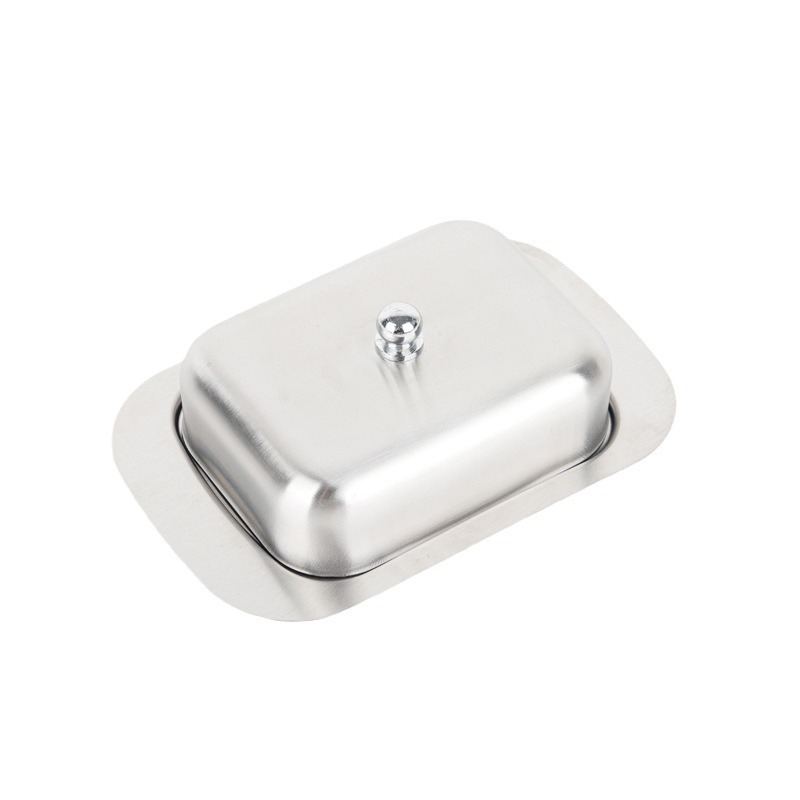 Kutija za maslac od nehrđajućeg čelika s prozirnim poklopcem — moderni minimalistički dizajn