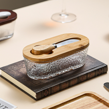Staklena kutija za maslac s nordijskim minimalističkim dizajnom – Wood Craftsman HYH1030, Materijal: Staklo, Ispis logotipa: Da, Stil: Nordic Minimalist