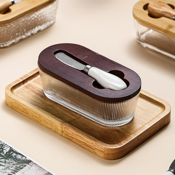 Staklena kutija za maslac s nordijskim minimalističkim dizajnom – Wood Craftsman HYH1030, Materijal: Staklo, Ispis logotipa: Da, Stil: Nordic Minimalist