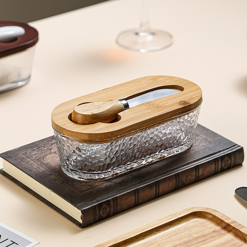Staklena kutija za maslac s nordijskim minimalističkim dizajnom – Wood Craftsman HYH1030, Materijal: Staklo, Ispis logotipa: Da, Stil: Nordic Minimalist
