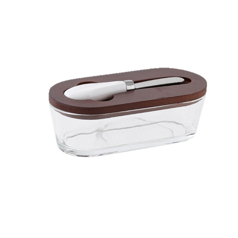Staklena kutija za maslac s nordijskim minimalističkim dizajnom – Wood Craftsman HYH1030, Materijal: Staklo, Ispis logotipa: Da, Stil: Nordic Minimalist