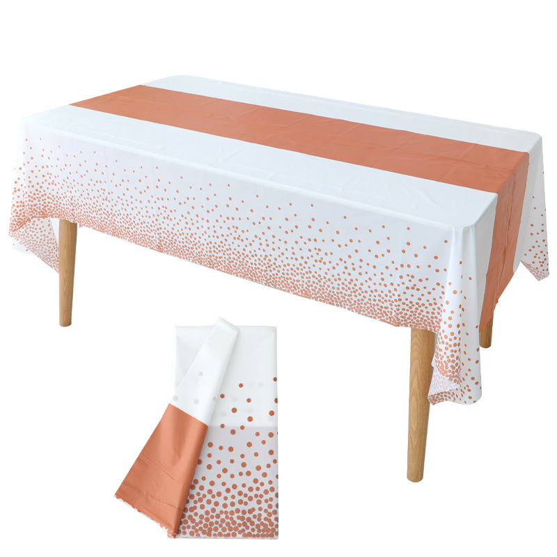 Jednokratni PEVA stolnjak, pravokutnog oblika, uzorak s točkicama, mogućnost ispisa logotipa