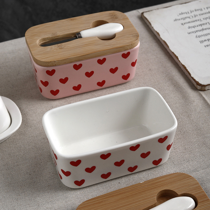 Емайлирана чиния за масло с капак, модерен минималистичен стил, номер на продукта A, ексклузивен трансграничен износ