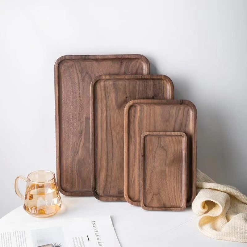 Téglalap alakú fa tálca — felület: kézzel rajzolt, modern minimalist stílus, anyag: fa