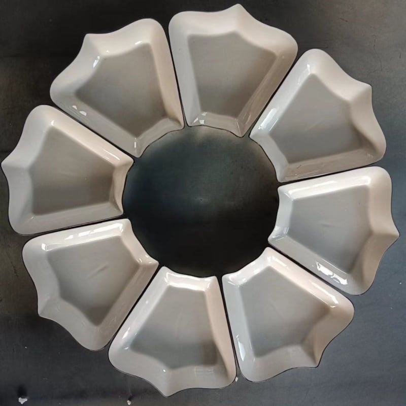 Set de platouri ceramice în formă de evantai, din porțelan de os, finisaj subglazură, stil simplu