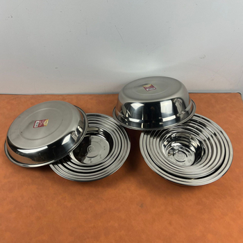 5-dijelni set okruglih tanjira od nehrđajućeg čelika, moderan minimalistički stil, jedinstveni uzorak, nije pogodno za mikrovalnu pećnicu