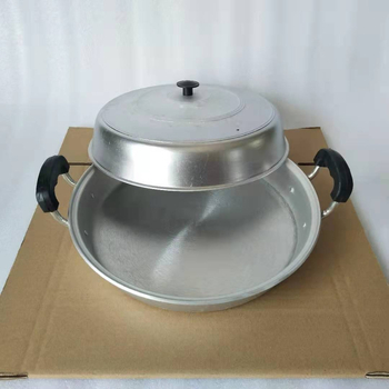 Tigaie de prăjit, aluminiu, antiaderent, stil chinezesc, cu fund unic, capac din oțel inoxidabil
