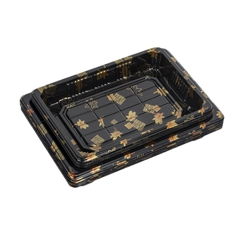 Cutie ambalaj sushi - de unică folosință, plastic transparent anti-aburire, Ambalare somon, 200 bucăți, Brand Rice Source, Material Plastic, Cuptor cu microunde: Nu, Personalizare: Da