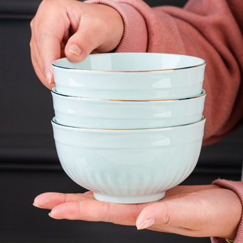 Porcelanski set zdjela u nordijskom stilu s rubnim ukrasom, pogodna za mikrovalnu, okruglog oblika