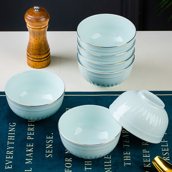 Porcelanski set zdjela u nordijskom stilu s rubnim ukrasom, pogodna za mikrovalnu, okruglog oblika