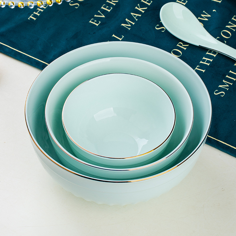 Porcelanski set zdjela u nordijskom stilu s rubnim ukrasom, pogodna za mikrovalnu, okruglog oblika