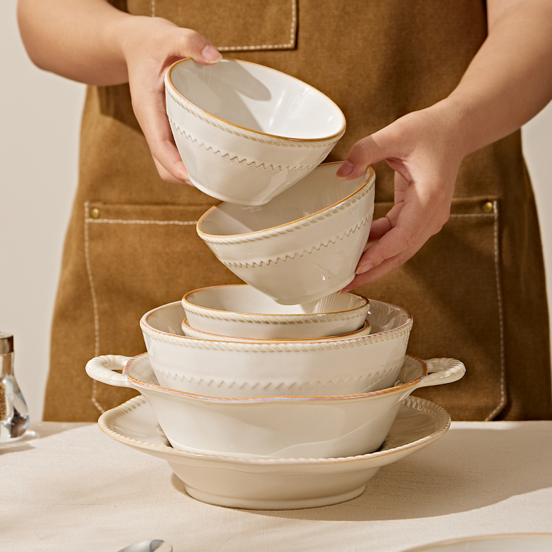 Stanley 5-dijelni porculanski set posuđa za stolovanje, nordijski stil, s podglazurnim završnim premazom