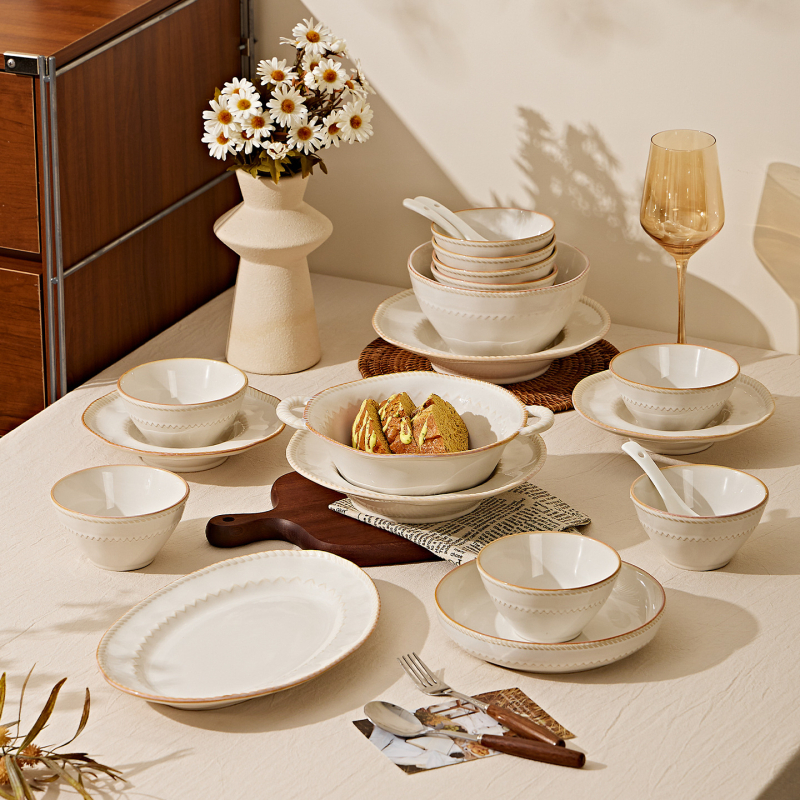 Stanley 5-dijelni porculanski set posuđa za stolovanje, nordijski stil, s podglazurnim završnim premazom