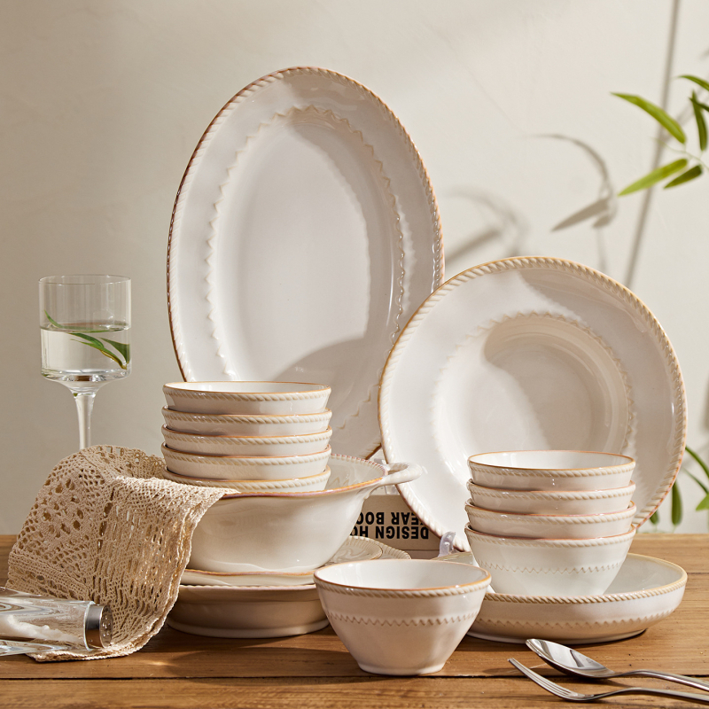 Stanley 5-dijelni porculanski set posuđa za stolovanje, nordijski stil, s podglazurnim završnim premazom