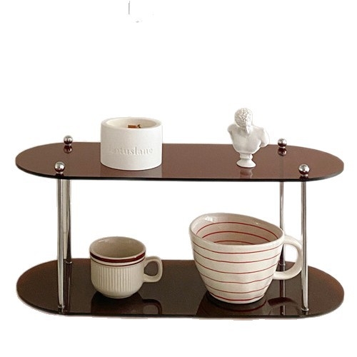 Akril 3‑rétegű asztali pohár rendező – Ins stílus, többfunkciós tárolás, fúrás nélkül