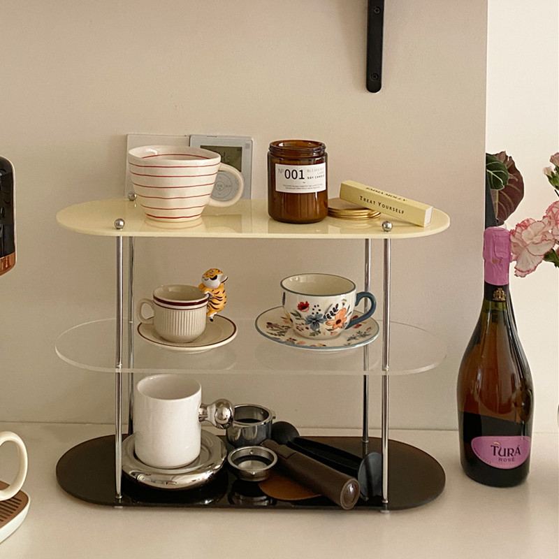 Akril 3‑rétegű asztali pohár rendező – Ins stílus, többfunkciós tárolás, fúrás nélkül