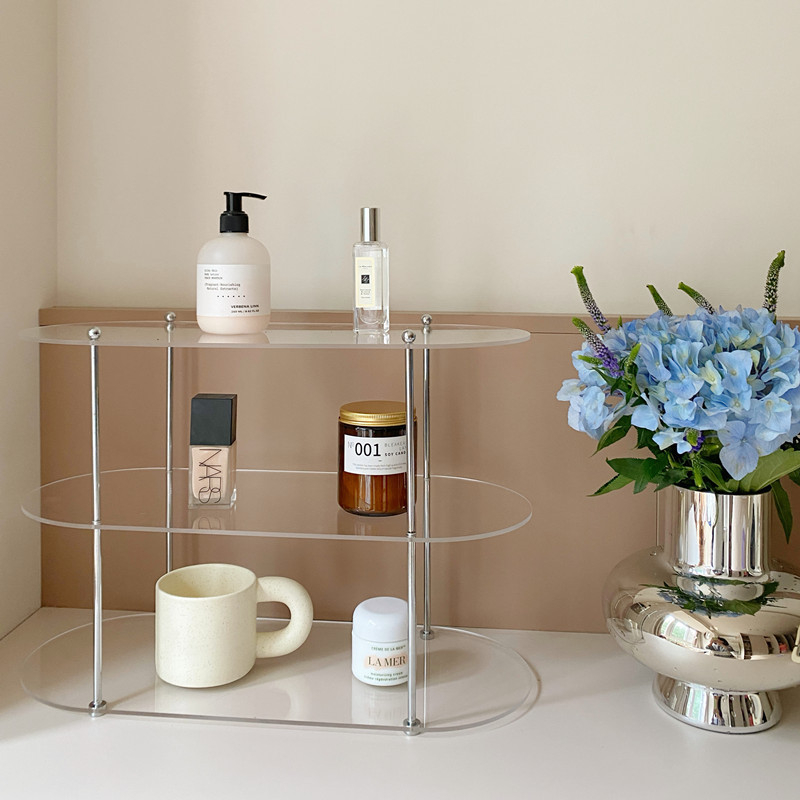 Akril 3‑rétegű asztali pohár rendező – Ins stílus, többfunkciós tárolás, fúrás nélkül