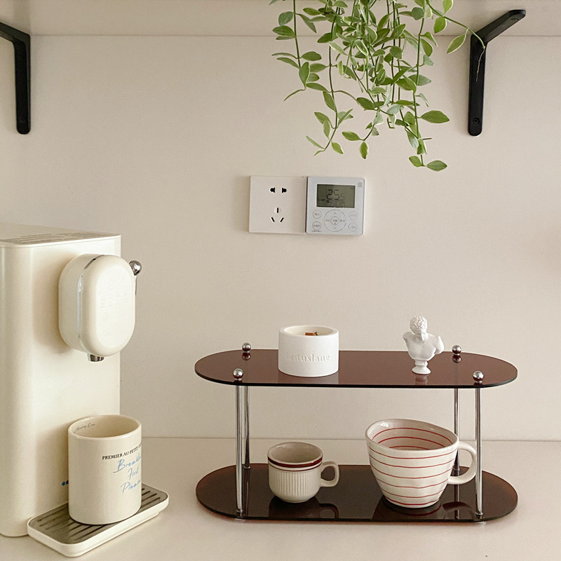 Akril 3‑rétegű asztali pohár rendező – Ins stílus, többfunkciós tárolás, fúrás nélkül