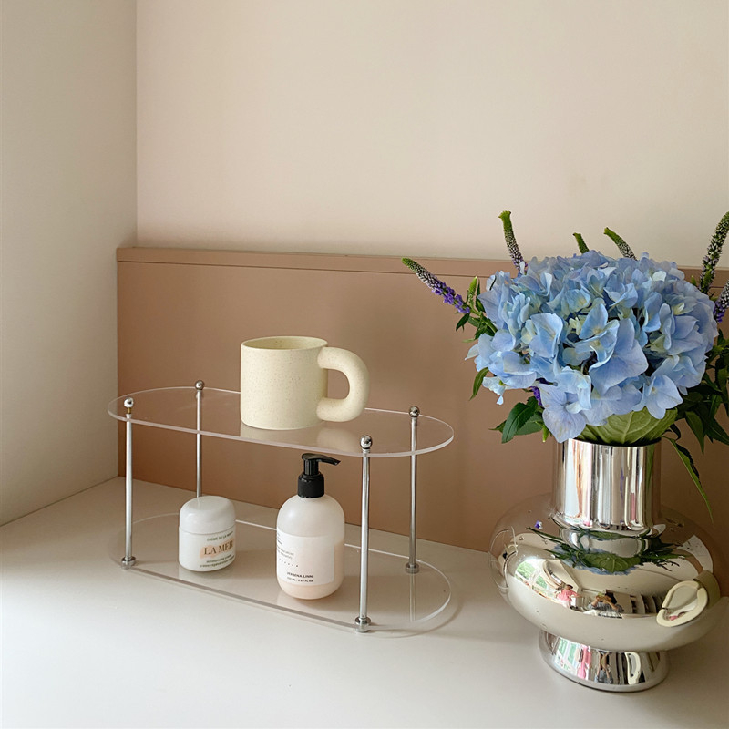 Akril 3‑rétegű asztali pohár rendező – Ins stílus, többfunkciós tárolás, fúrás nélkül