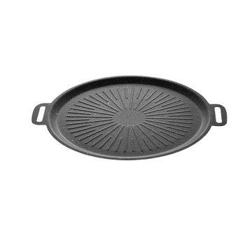 Tigaie grill rotundă din aliaj, construcție prin ștampilare, antiaderentă, ușor de curățat