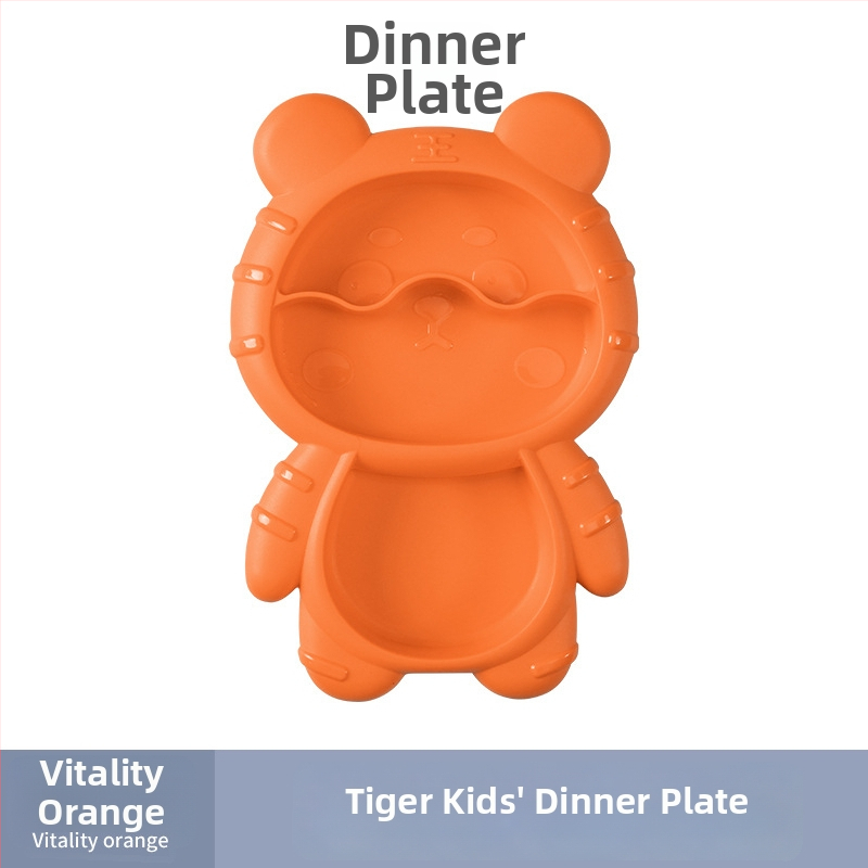 Apricot Rhyme rajzfilm-stílusú műanyag gyerek étkészlet, négy darabos készlet: tányér, tál, kanál és villa