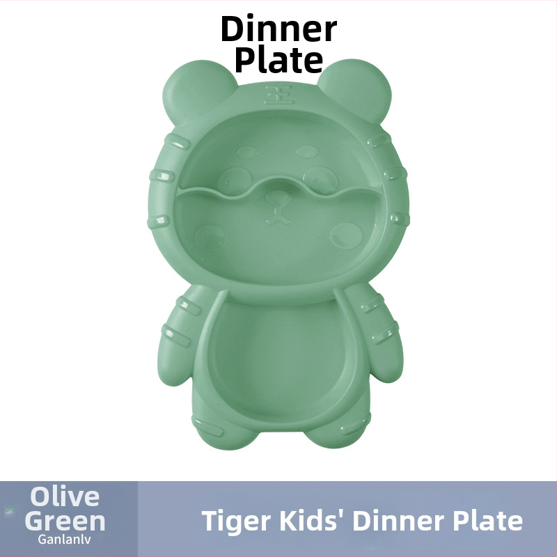 Apricot Rhyme rajzfilm-stílusú műanyag gyerek étkészlet, négy darabos készlet: tányér, tál, kanál és villa