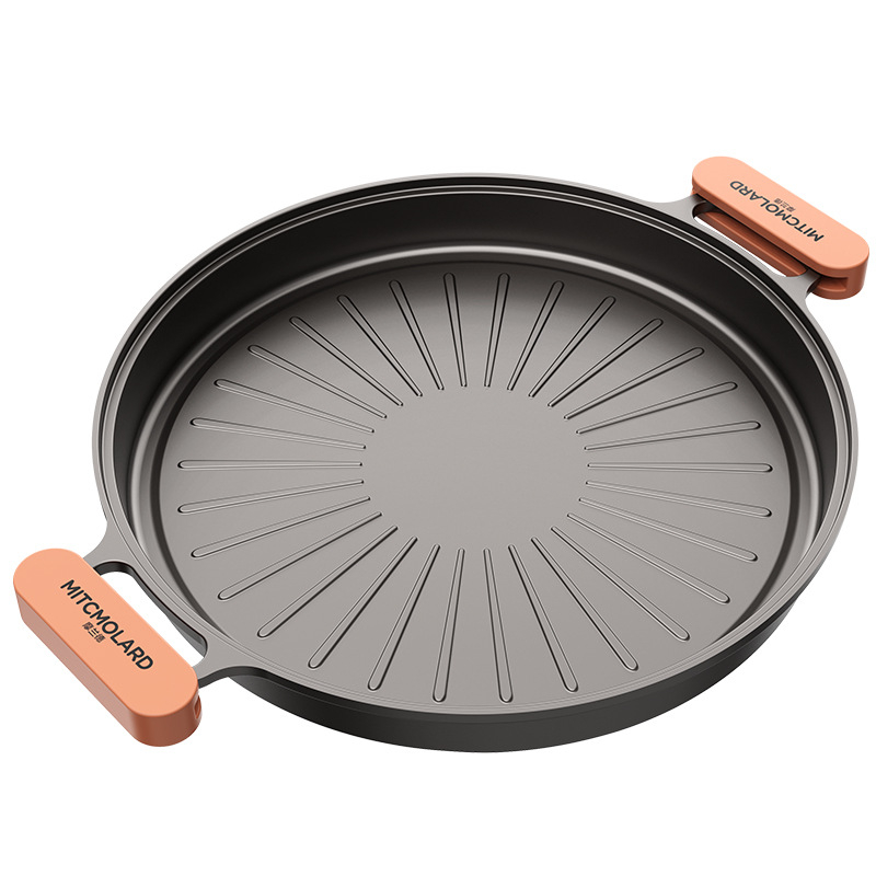 Tigaie rotundă teppanyaki din aliaj de titan – multifuncțională, portabilă, ușor de curățat