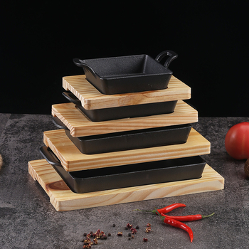 Placă teppanyaki din fontă pentru pește, pătrată, 1 kg, compatibilă cu inducția