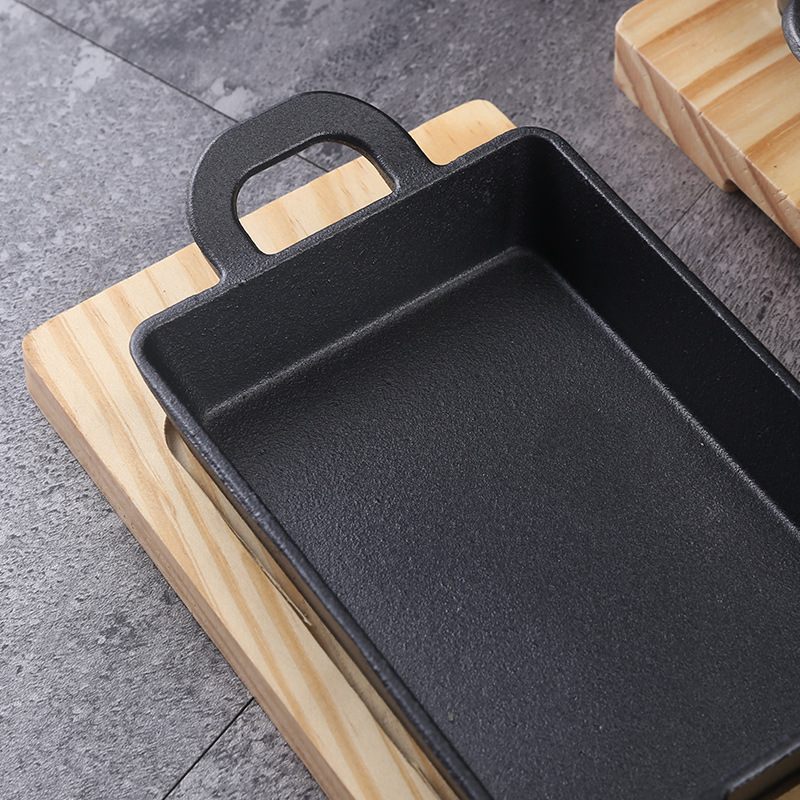 Placă teppanyaki din fontă pentru pește, pătrată, 1 kg, compatibilă cu inducția
