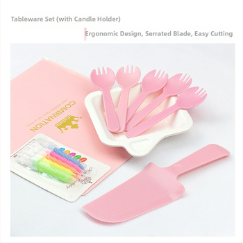 Jednorázový set riadu na tortu, štvorčlenný: plast, kruhový tvar, možná personalizácia loga, 3-ročná trvanlivosť, pôvod Hebei