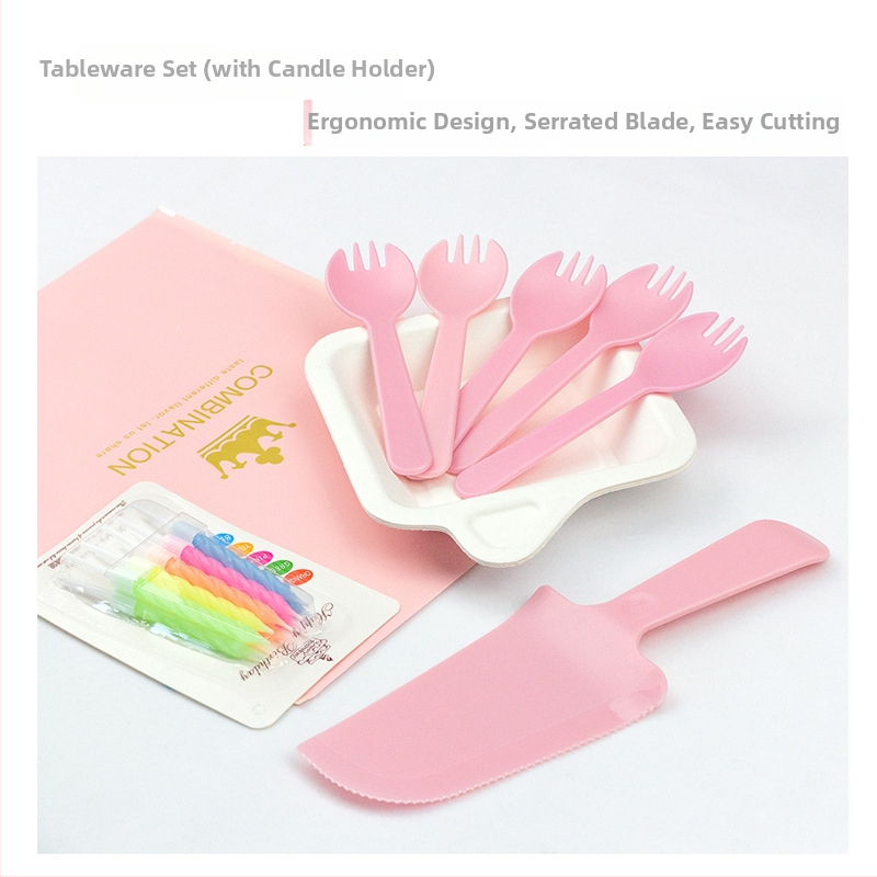 Jednorázový set riadu na tortu, štvorčlenný: plast, kruhový tvar, možná personalizácia loga, 3-ročná trvanlivosť, pôvod Hebei