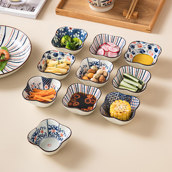 Keramička zdjela u obliku cvijeta, japanski retro stil, pod glazurom dizajn, nepravilnog oblika, mikrotalasna kompatibilnost