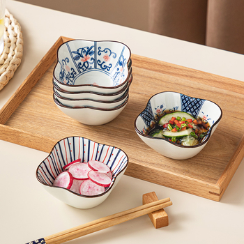 Keramička zdjela u obliku cvijeta, japanski retro stil, pod glazurom dizajn, nepravilnog oblika, mikrotalasna kompatibilnost
