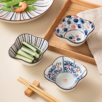 Keramička zdjela u obliku cvijeta, japanski retro stil, pod glazurom dizajn, nepravilnog oblika, mikrotalasna kompatibilnost