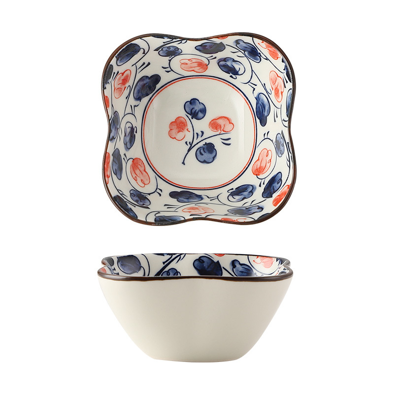 Keramička zdjela u obliku cvijeta, japanski retro stil, pod glazurom dizajn, nepravilnog oblika, mikrotalasna kompatibilnost