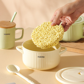 Cutie ceramică pentru prânz cu capac, etanșă, compatibilă cu microundele, 501-800 ml, rotundă