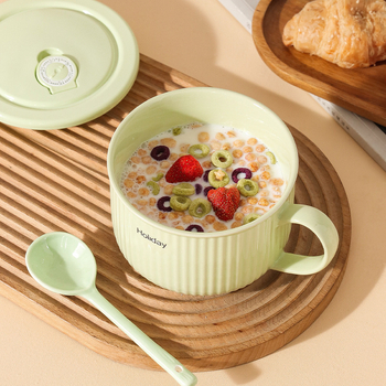 Cutie ceramică pentru prânz cu capac, etanșă, compatibilă cu microundele, 501-800 ml, rotundă