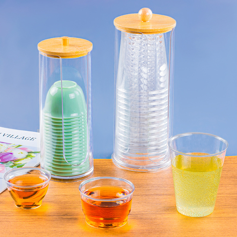 Dispenser pentru pahare montat pe perete, din plastic, fără găuri, protecție împotriva prafului, capacitate 500