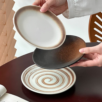 Senzhi farfurie ceramică japoneză, plată, rotundă