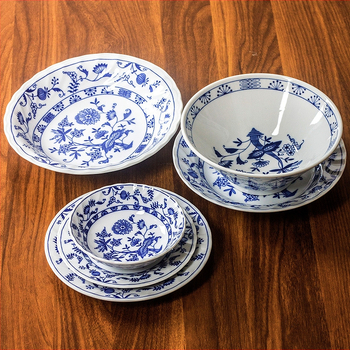 Porcelánový tanier s kvetinovým vzorom, pod glazúrou, vhodný do mikrovlnky, ľahký luxusný retro štýl, dovezený