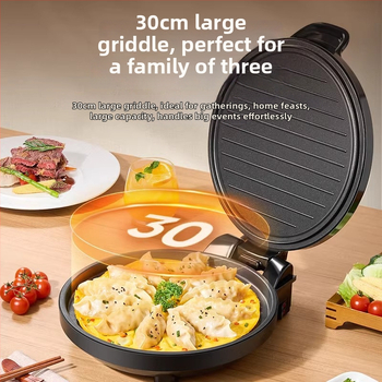 Midea Električna tava za palačinke s dvostrukim grijanjem, ne‑stick površina, 1200-1500 W, 220 V, za 2-3 porcije