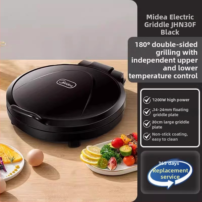 Midea Električna tava za palačinke s dvostrukim grijanjem, ne‑stick površina, 1200-1500 W, 220 V, za 2-3 porcije