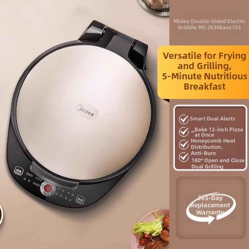 Midea Električna tava za palačinke s dvostrukim grijanjem, ne‑stick površina, 1200-1500 W, 220 V, za 2-3 porcije