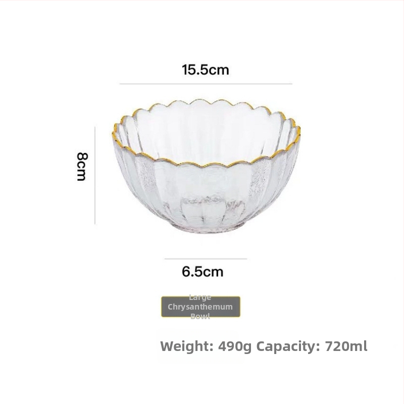 Sklenená súprava tanierov a misiek s tvarom kvetinových lupienkov, pruhovaný vzor, obsahuje ovocný a dezertný tanier, tepelne odolné sklo