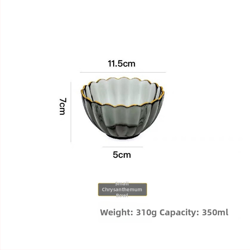 Sklenená súprava tanierov a misiek s tvarom kvetinových lupienkov, pruhovaný vzor, obsahuje ovocný a dezertný tanier, tepelne odolné sklo