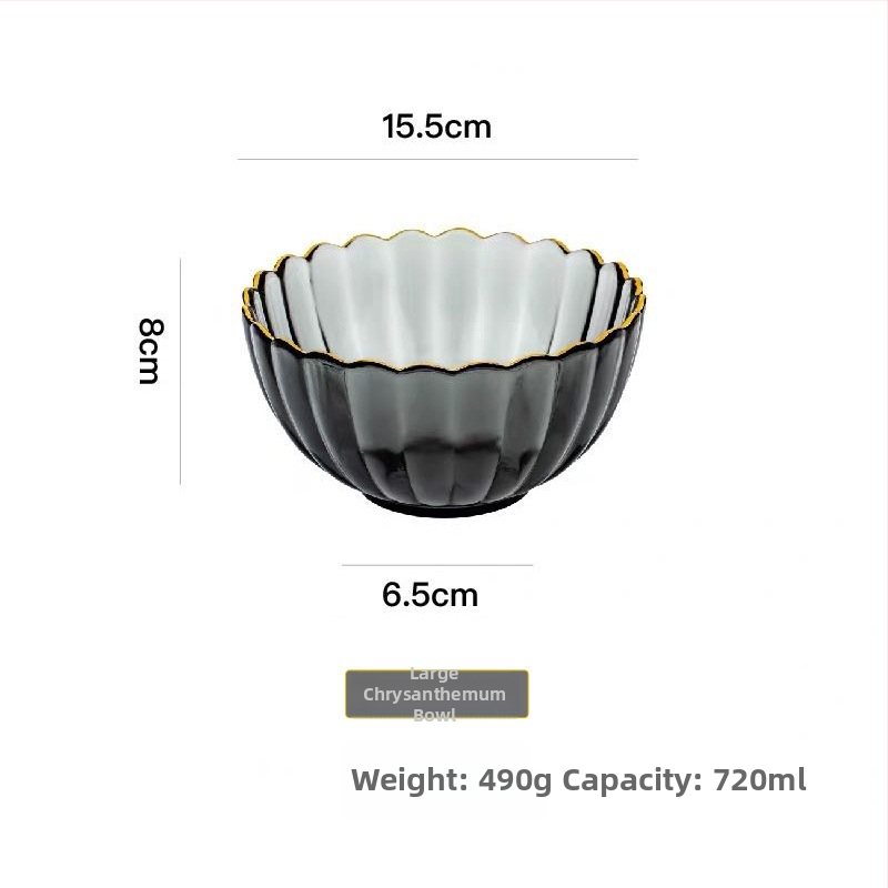 Sklenená súprava tanierov a misiek s tvarom kvetinových lupienkov, pruhovaný vzor, obsahuje ovocný a dezertný tanier, tepelne odolné sklo