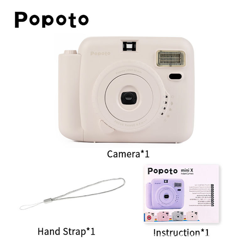 POPOTO MINI Polaroid-stílusú zsebnyomtató — 2024-es bevezetés, PC-ház, 3 órás akkumulátor-üzemidő, tartozékok: doboz, kézikönyv, 2 akkumulátor és nyakpánt
