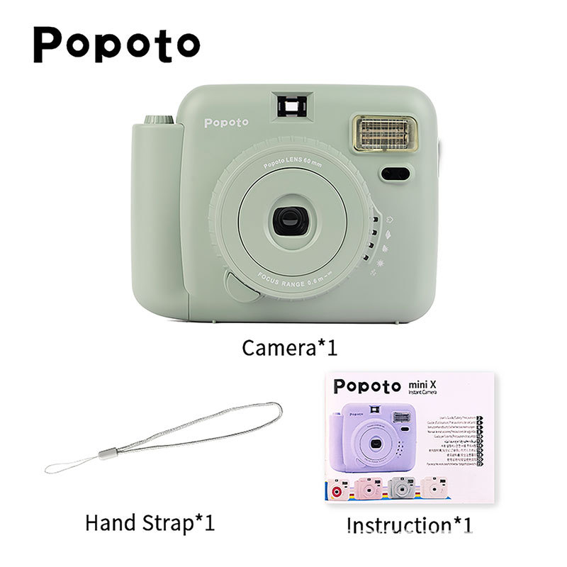 POPOTO MINI Polaroid-stílusú zsebnyomtató — 2024-es bevezetés, PC-ház, 3 órás akkumulátor-üzemidő, tartozékok: doboz, kézikönyv, 2 akkumulátor és nyakpánt