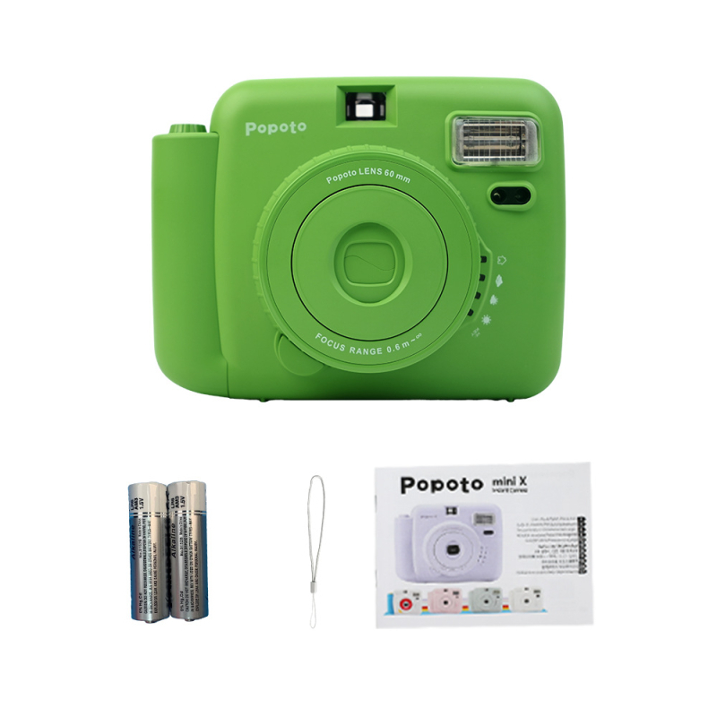 POPOTO MINI Polaroid-stílusú zsebnyomtató — 2024-es bevezetés, PC-ház, 3 órás akkumulátor-üzemidő, tartozékok: doboz, kézikönyv, 2 akkumulátor és nyakpánt